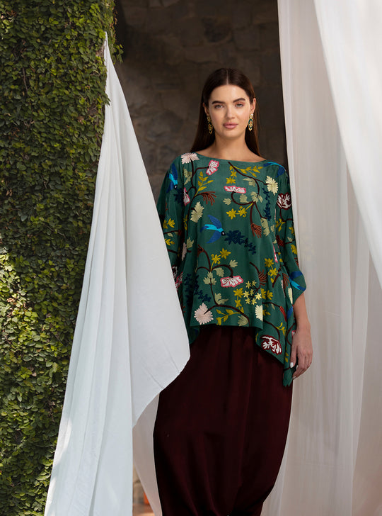 Verdant Bloom Kaftan Set