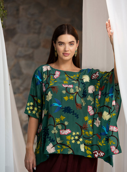 Verdant Bloom Kaftan Set