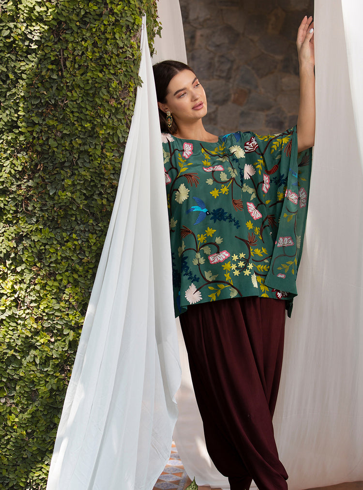 Verdant Bloom Kaftan Set