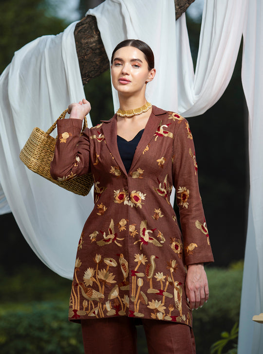 Rust Botanical Coat Set