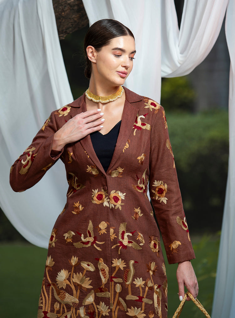 Rust Botanical Coat Set