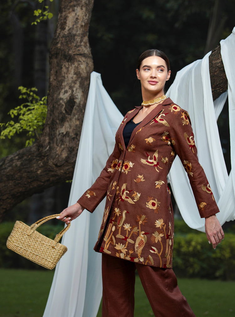 Rust Botanical Coat Set