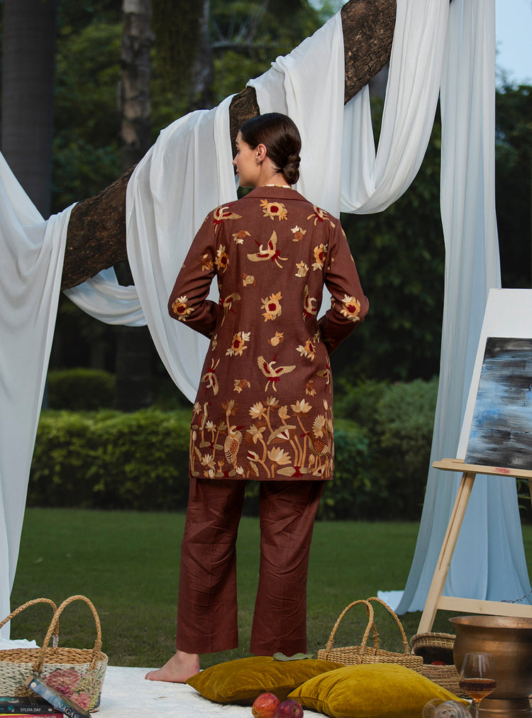 Rust Botanical Coat Set