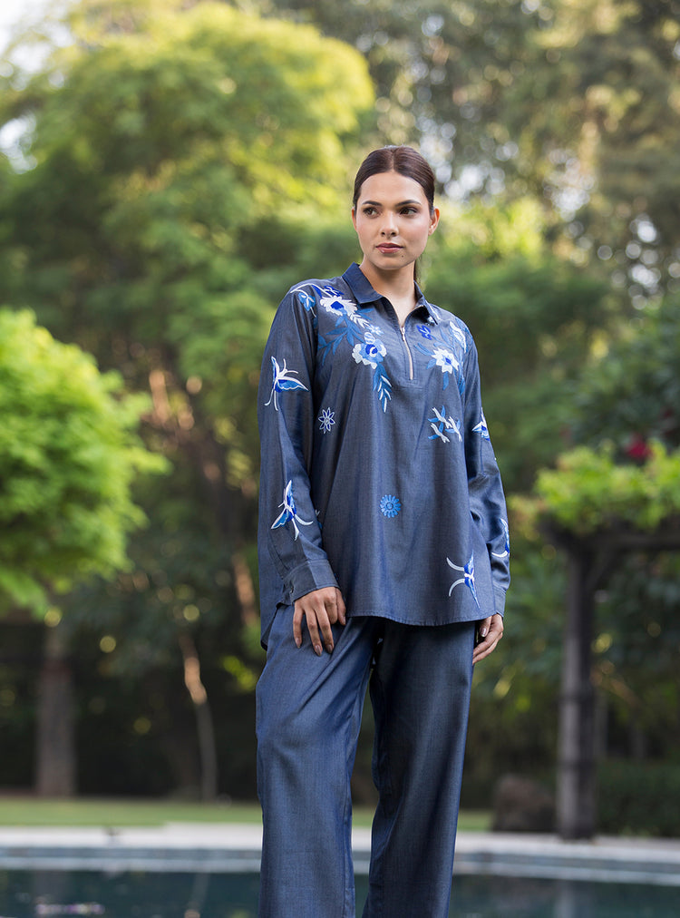 Blue Breeze Embroidered Set