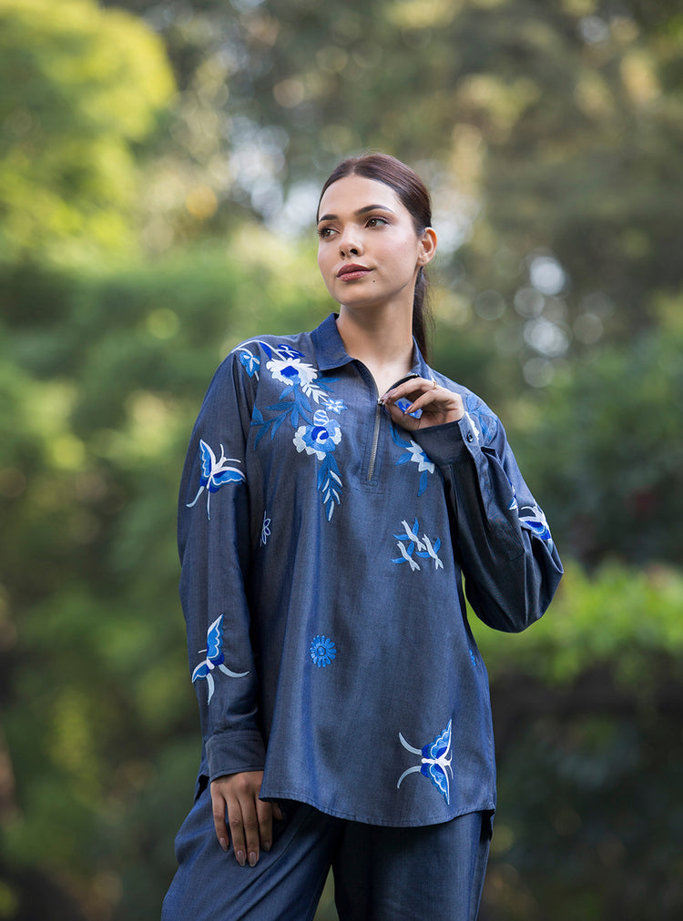 Blue Breeze Embroidered Set