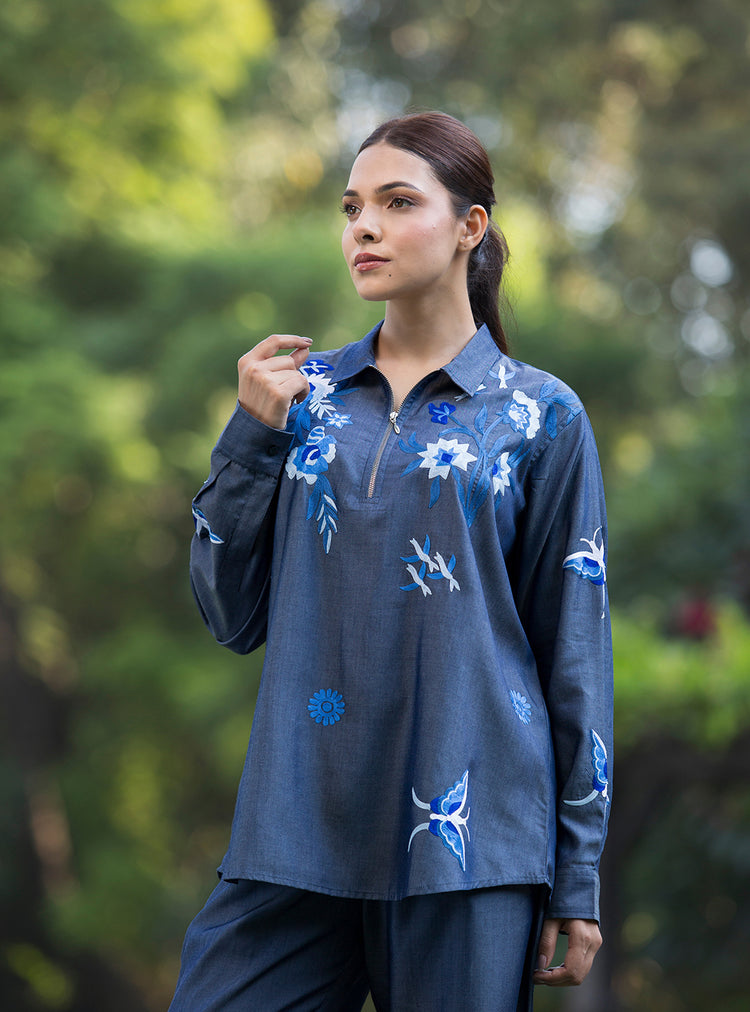 Blue Breeze Embroidered Set