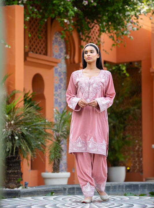 Blushing Blossom phiran set  Baby Pink