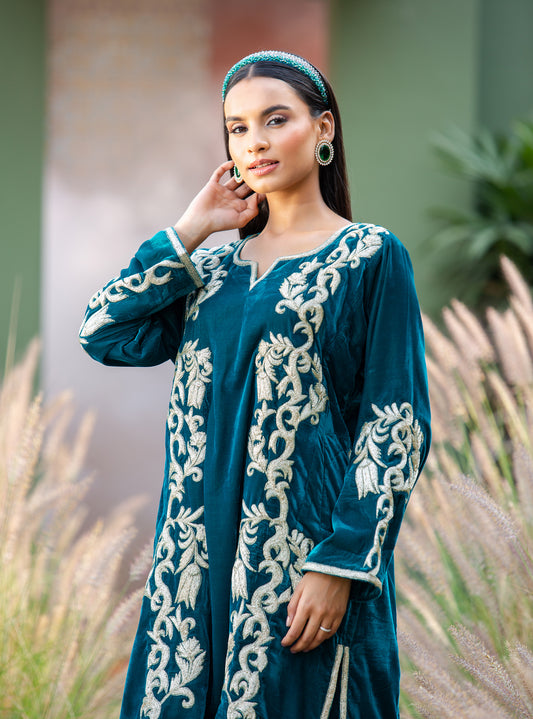 Enchanted Emerald - Velvet Phiran ,Velvet Salwar