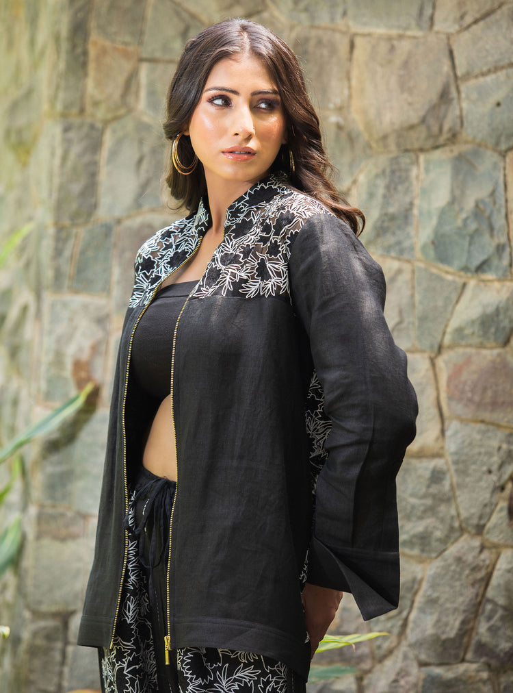 Mystique Moonlight black linen jacket
